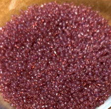Vintage French Glass Seed Beads: Translucent Rose Berry Pink 13/0 28g