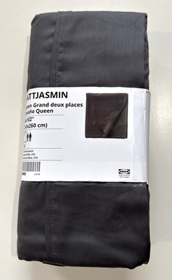 IKEA NATTJASMIN Queen Dark Gray Flat Sheet New
