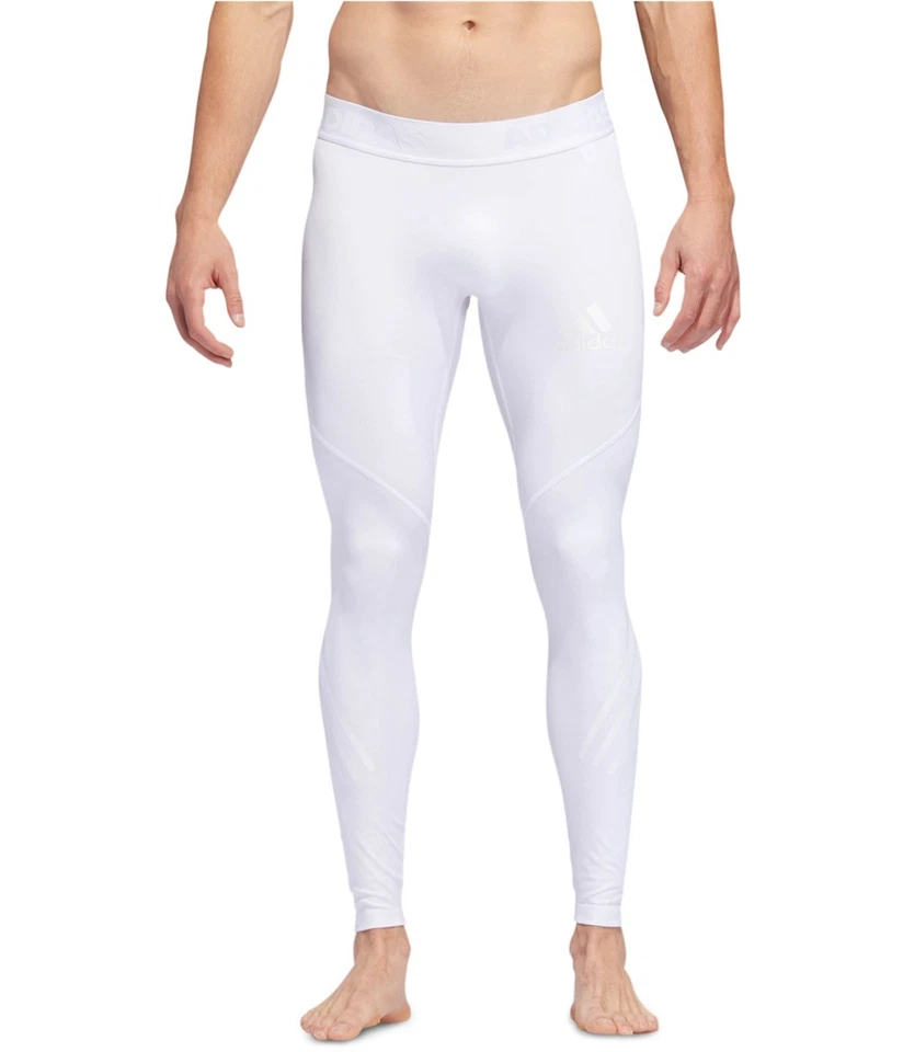 Adidas Hombres AlphaSking Legging Elastizado Compresión Pantalones Atléticos, Blanco, 2XL