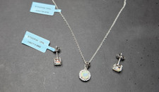Ethiopian Opal Necklace And Earrings Set In Sterling Silver