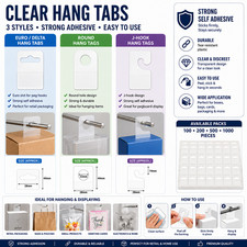 Strong Self Adhesive DELTA HANG TAB, EURO Slot, Round  Hanging Tabs and J-hooks