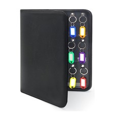 Portable Zippered Key Organizer,Leather Key Case with 36 Key Hooks and Tags K...