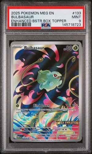 2025 Pokemon Meg En-Mega Evolution #133 Bulbasaur Enhanced Bstr Box Topper PSA 9