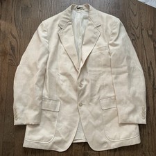 Vintage 1950  s Men  s Shop Summer Cream Linen Suit Jacket Size 40S Bakelite Ivory