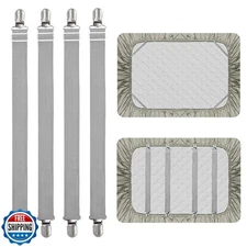 4Pcs Adjustable Bed Sheet Straps Clips, Elastic Mattress Sheet Fasteners Hold