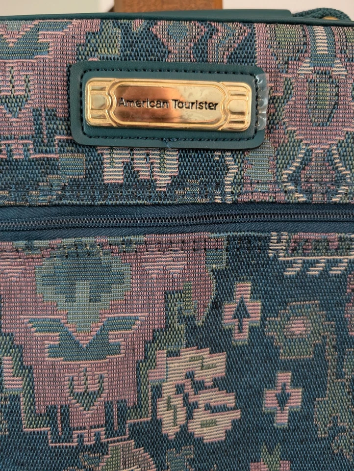 VTG American Tourister Green Tapestry Hanging Travel Garment Bag 18" x 22.5" NOS - Image 3 of 4