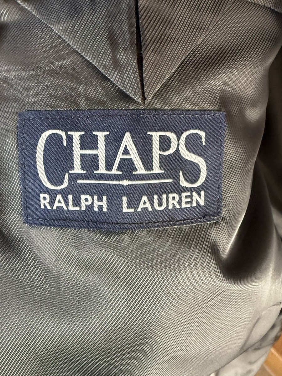 VTG Chaps Ralph Lauren Blazer Mens 44L Gray Wool Herringbone Sport