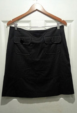 M S Black Pencil Smart Button Detail Office Skirt Size UK 12 Length 53cm 21 in