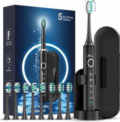 Sonic Electric Toothbrush 5 Models 6 Brush Heads with Travel Case *SEALED*