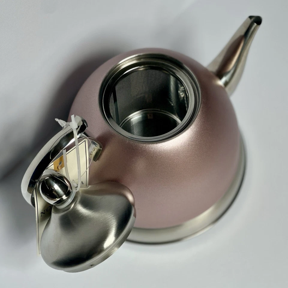 Tetera infusora de acero inoxidable Nobili-Tea de 1 qt oro rosa plata nueva con etiquetas regalo Foto 3 de 4