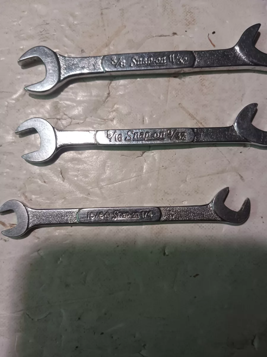 Snap on 3pc 4 way Ignition Wrench Set 15 64 X 1 4 5 16 X 9 32 11