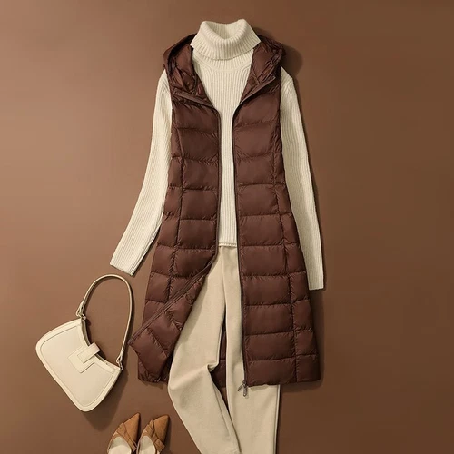 Winter Women Down Vest Jacket Sleeveless Hooded New Coat Long Waistcoat Gilet - Picture 6 of 21