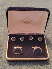 GOLD AND BLACK FOUR-STUD  CUFFLINK SET