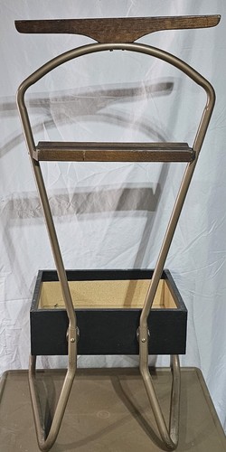Vintage Valet Butler's Chair Wood & Metal Shoe Shine Box Free Ship - Picture 4 of 4