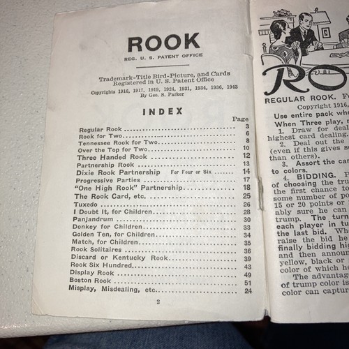Vintage Rook 1943 Rule Book (only) Parker Brother’s - Picture 2 of 3