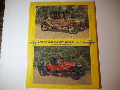 VINTAGE ADVERTISING TRAY PUZZLE AMERICAN HAMMERED PISTON RINGS MAXWELL ROADSTER