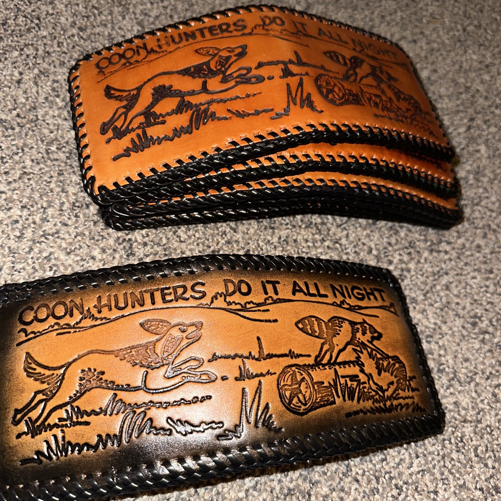 HUNTING leather wallet made in the usa “coon hunters” Vintage Wallet