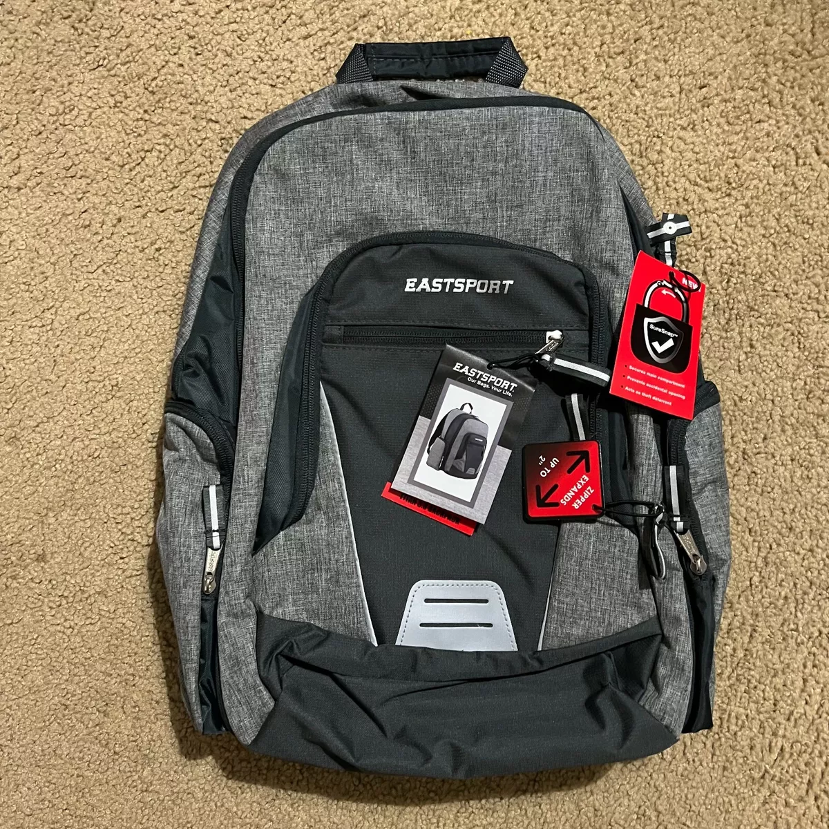 Eastsport XL Expansion Expandable School Laptop Hiking Backpack Gray 18.5 eBay