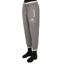 DOLCE & GABBANA DG Logo Crown Zip Pocket Cotton Jogging Pants Gray