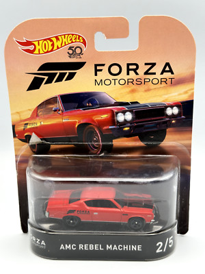 CUSTOM HOT WHEELS FORZA MOTORSPORT AMC REBEL MACHINE, RED, 1:64, CUSTOM WHEELS