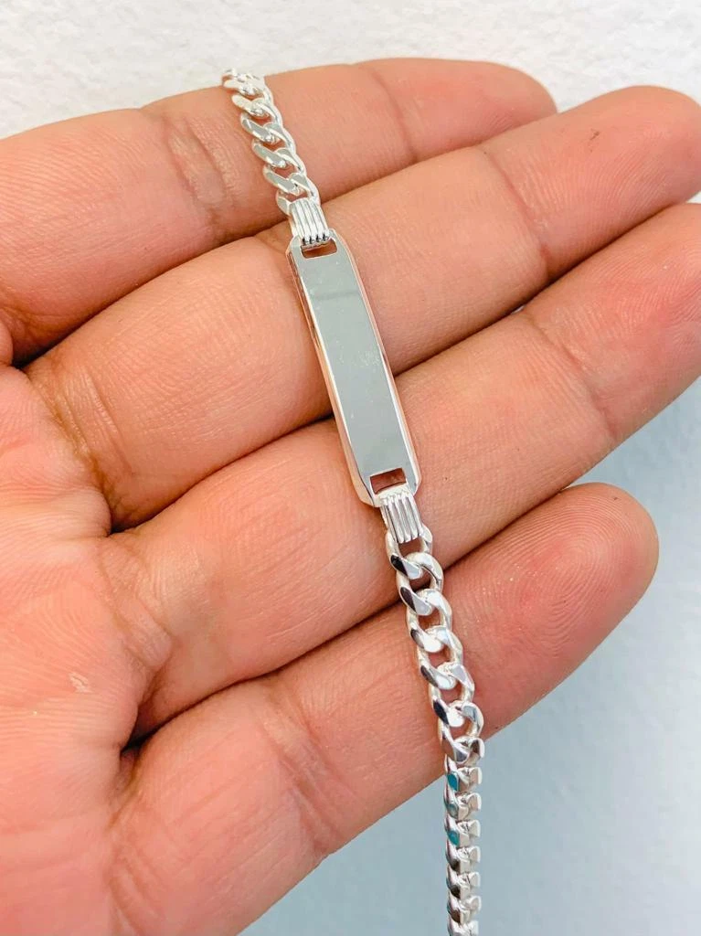 925 Sterling Silver Baby Id Bracelet 6 Free Engraving Cuban Link