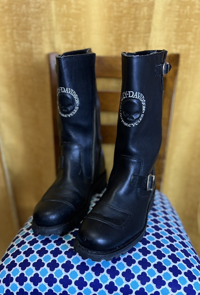 HARLEY DAVIDSON Men's Riding Leather Side Zip Boots Size 10 No
