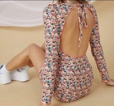 Backless Floral Bodycon Dress