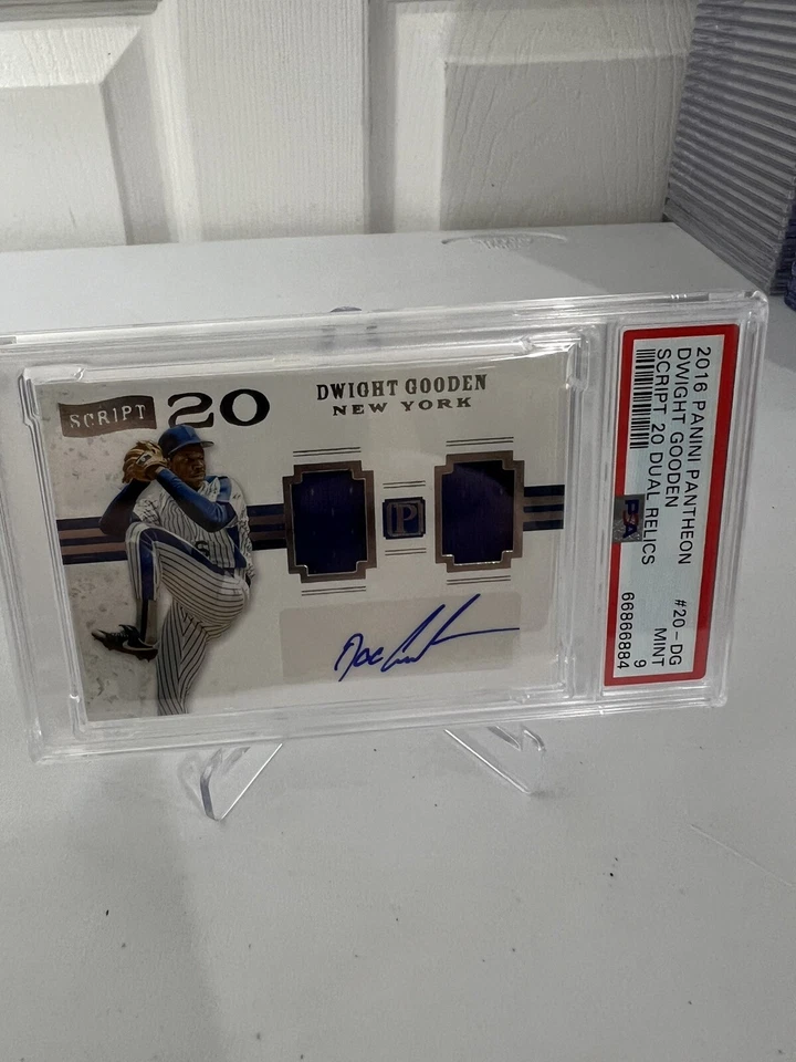 2016 Panini Pantheon Dwight Gooden Script 20 Dual Relics Psa 9 Pop 1 #/199 - Image 3 of 4