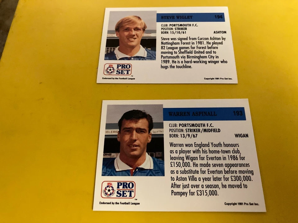 PRO-SET FOOTBALL TRADING CARDS - 1991-1992 - PORTSMOUTH CARDS x2 - Image 2 of 2