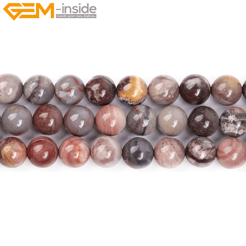 Round Natural Dark Red Fancy Fantasy Jasper Beads for Jewelry Making Strand 15" - Picture 7 of 25