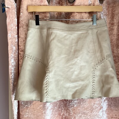 ZARA LEATHER SKIRT BEIGE SIZE MEDIUM UK