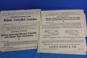 (4) marx trains 0 gauge original instruction sheets READ description 