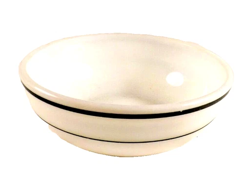 1 Pyrex Tableware Milk Glass Black Stripe Band Cereal Soup Bowl Corning USA
