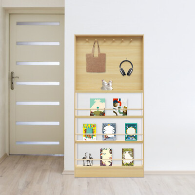 Behind Door Bookshelf Toddler Bookshelf & Pegboard Storage Cabinet for Toy&Book