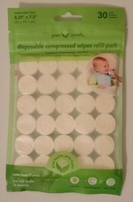 Green Sprouts Disposable Compressed Wipes 30 Count Refill Pack All Natural NIP