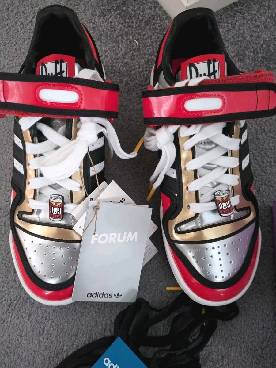 ADIDAS TRAINERS SNEAKERS UK LOW FORUM THE SIMPSONS DUFF BEER RED BLACK  WHITE