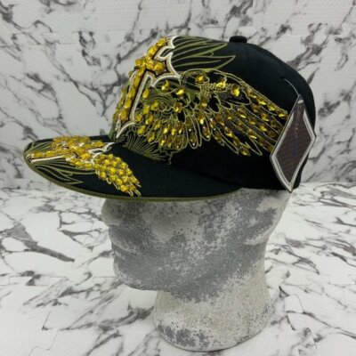 Fashion Caps Black | Gold Cross Rhinestones Fitted Cap | eBay display picture 2