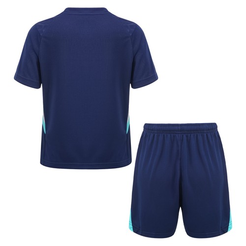 Boys Uniform Round Neck Outfits Sport Clothes Set Drawstring Top Soccer Shorts - Picture 8 of 45