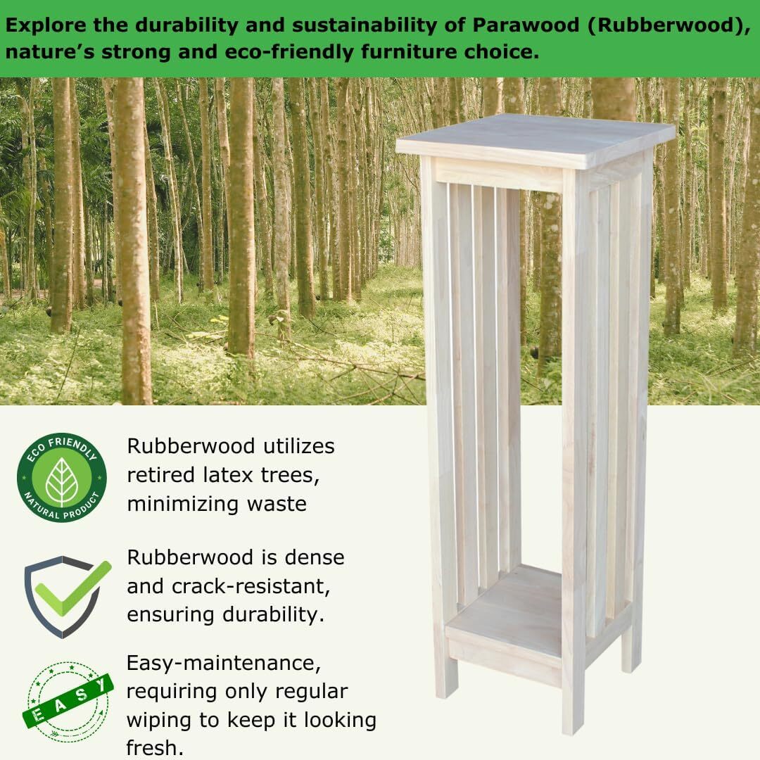 IC International Concepts, Mission Plant Stand, Solid Real Wood, Sturdy Parawood