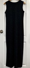 IZOD Women's Maxi Dress Size MEDIUM Sleeveless V-Neck Black Beige VTG NWT