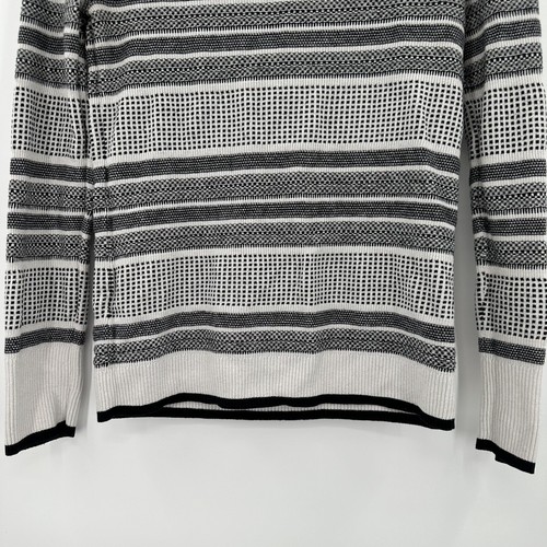 Suéter para mujer 41 Hawthorn negro blanco tejido a rayas cuello redondo talla mediana - Imagen 7 de 7