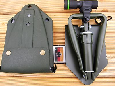 BW KLAPPSPATEN + Cree Zoom Taschenlampe Lampe Spaten Schaufel Hacke Schüppe