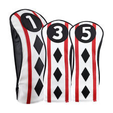 Majek Golf Clubs Poker Diamond Black Red White 1/3/5 Fairway Wood Headcover Set