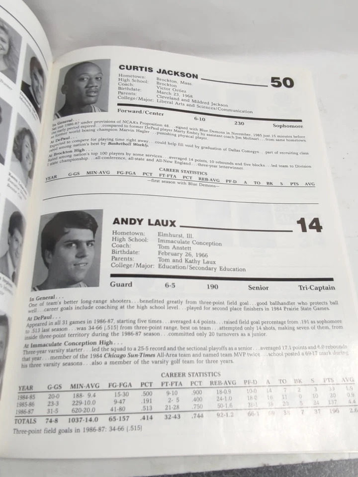 Vintage 1988 DePaul Blue Demons VS Dayton Basketball Program 1/14/1988 - Image 2 of 4