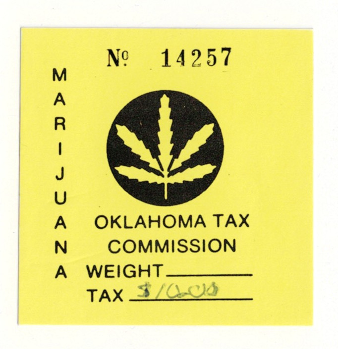 Oklahoma $10 marijuana tax stamp.