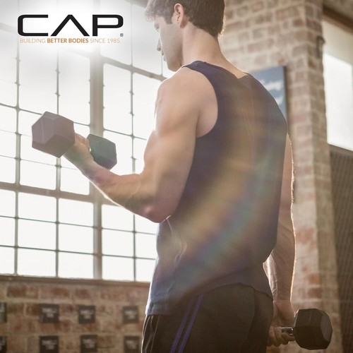 CAP Barbell Coated Hex Dumbbell Weight, Chrome Handle, 60lb - Picture 5 of 6