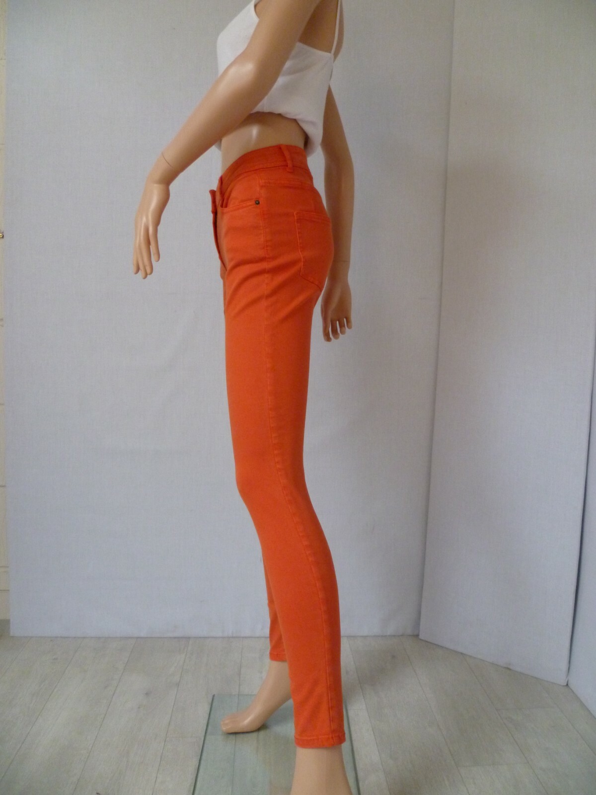 BNWT Orange NEXT Skinny Soft Touch Mid Rise Stretch Trousers UK 8 L RRP £28 image 3