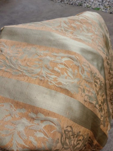 Vintage Pair Of Muted Gold Fern Lined Curtains 68" X 60" / Vintage Curtains
