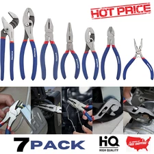 7 Pcs Pliers Set Slip Joint Pliers Long Nose Linesmam Diagonal Pliers Groove Joi