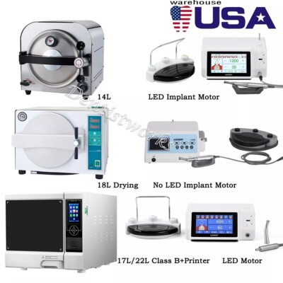 14L 18L 22L Dental Autoclave Steam Sterilizer Class B/ N/ LED Implant Motor
